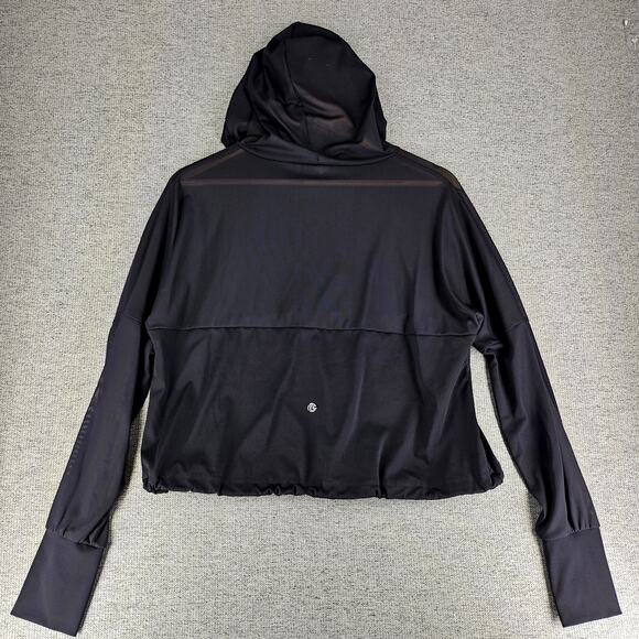 BUFFBUNNY WOMENS ESCANDALA PULLOVER BLACK DIAMOND MESH HOODED CROPTOP SIZE SMALL - Picture 2 of 13